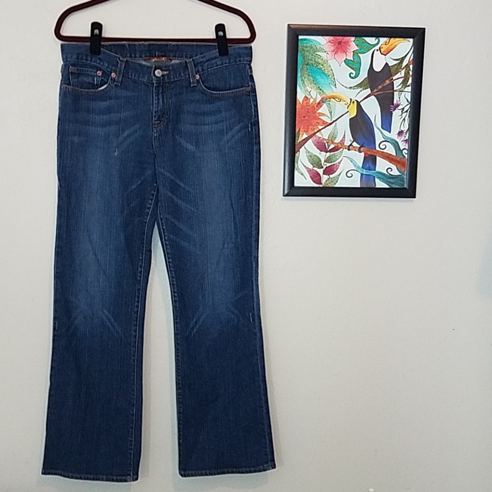 Lucky Brand midrise flare jeans, dark flight wash